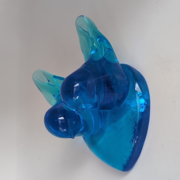 Large Leo Ward 1991 Signed Double Bluebird Blue Birds Happiness Glass Figurine - Picture 3 of 16